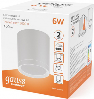 Светильник Gauss Overhead HD023 потолоч. 6Вт 3000K цв.св.:белый теплый белый от магазина РЭССИ