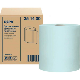 Протирочные бумажные полотенца в рулонах TORK арт 351400 категория качества Стандарт 1-сл. бирюзовые 25959 от магазина РЭССИ