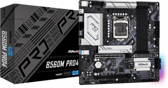Материнская плата Asrock B560M PRO4 Soc-1200 Intel B560 4xDDR4 mATX AC`97 8ch(7.1) GbLAN+HDMI+DP от магазина РЭССИ