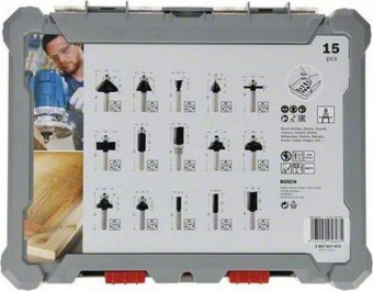 Набор фрез по дер. Bosch 2607017472 d(посад.)=8мм (фрезеры) (упак.:15шт) от магазина РЭССИ