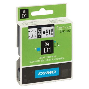 Картридж с лентой Dymo S0720680 9 мм 7 м пластик черный на белой ленте DYMO40913 от магазина РЭССИ