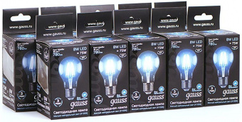 Лампа филам. Gauss 8Вт цок.:E27 шар 220B 4100K св.свеч.бел.ней. A60 (упак.:10шт) (102802208) от магазина РЭССИ