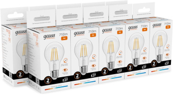 Лампа филам. Gauss Filament 9Вт цок.:E27 груша св.свеч.бел.теп. (упак.:10шт) (22219) от магазина РЭССИ