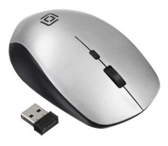 Мышь Оклик 565MW glossy черный/серебристый оптическая (1600dpi) беспроводная USB для ноутбука (4but) от магазина РЭССИ