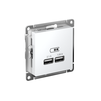 Розетка ATLASDESIGN USB A+A 5В 1 порт x 2,1 А 2   порта х 1,05 А механизм белый от магазина РЭССИ