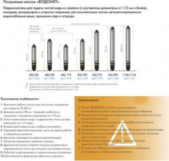 Насос скважинный Джилекс Водомет 55/50 600Вт 3300л/час (в компл.:Фирменный обратный клапан) (5550) от магазина РЭССИ