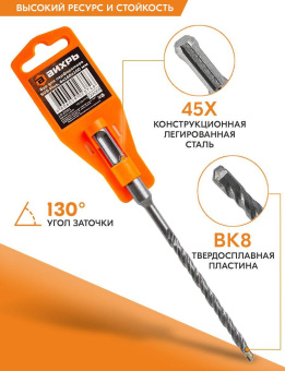 Набор буров Вихрь 73/10/7/2 по бетону Д=6мм Дл=160мм (1пред.) для перфораторов от магазина РЭССИ