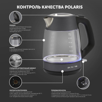 Чайник электрический Polaris PWK 1760CGL 1.7л. 2150Вт графит корпус: стекло/металл от магазина РЭССИ