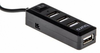 Разветвитель USB 2.0 Buro BU-HUB4-0.5L-U2.0 4порт. черный от магазина РЭССИ