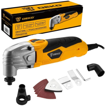 Многофункциональный инструмент Deko DKOT500 + набор предметов 10 500Вт желтый/черный (085-1135) от магазина РЭССИ