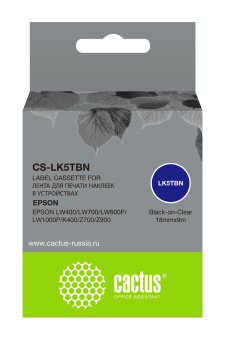 Картридж ленточный Cactus CS-LK5TBN черный для Epson LW400/LW700/LW600P/LW1000P/K400/Z700/Z900 от магазина РЭССИ