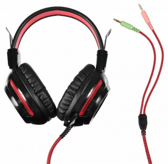 Наушники с микрофоном Оклик HS-G300 ARMAGEDDON черный/красный 2.3м мониторные оголовье (337457) от магазина РЭССИ