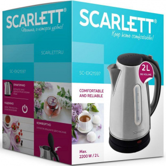 Чайник электрический Scarlett SC-EK21S97 2л. 2200Вт черный/серый (корпус: нержавеющая сталь) от магазина РЭССИ