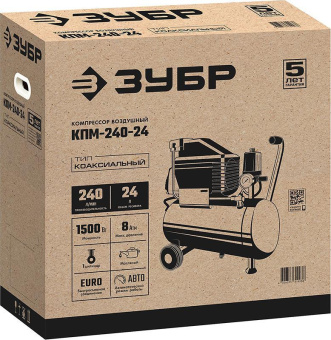 Компрессор поршневой Зубр КПМ-240-24 масляный 240л/мин 24л 1500Вт красный от магазина РЭССИ