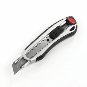 Канцелярский нож BRAUBERG мощный 18 мм Heavy duty автофиксатор резиновые вставки металл 237158 от магазина РЭССИ