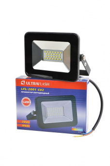 Прожектор ULTRAFLASH LFL-2001  C02 светодиодный, 20Вт, 6500К, IP65 черный от магазина РЭССИ