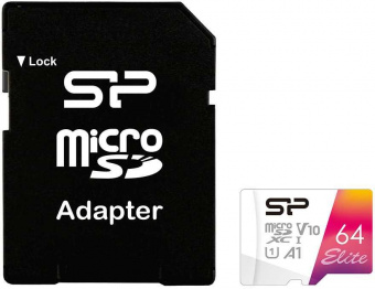 Флеш карта microSDXC 64Gb Class10 Silicon Power SP064GBSTXBV1V20SP Elite + adapter от магазина РЭССИ