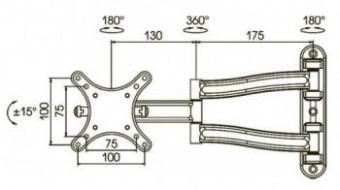Кронштейн для телевизора Kromax TECHNO-1 темно-серый 10"-26" макс.15кг настенный поворот и наклон от магазина РЭССИ