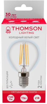 Лампа филам. Thomson Filament TH-B2338 11Вт цок.:E14 шар 220B 6500K св.свеч.бел.хол. Globe (упак.:1шт) от магазина РЭССИ