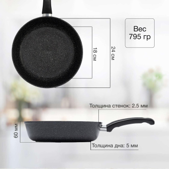 Сковорода Starwind Chef Induction SW-CHI4024 круглая 24см покрытие: Pfluon ручка несъемная (без крышки) черный (SW-CHI4024/КОР) от магазина РЭССИ