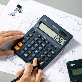 Калькулятор настольный Deli EM888F-blue синий 12-разр. от магазина РЭССИ