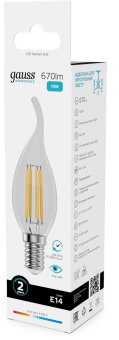 Лампа филам. Gauss Filament 10Вт цок.:E14 свеча св.свеч.бел.нейт. (упак.:10шт) (42120) от магазина РЭССИ