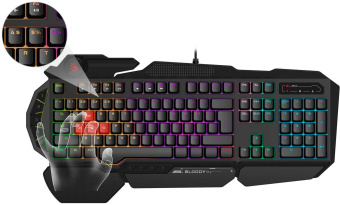 Клавиатура A4Tech Bloody B310N черный USB Multimedia for gamer LED (подставка для запястий) (B310N) от магазина РЭССИ