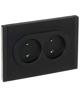 FORTE&PIANO Розетка 2-местная без заземления без защитных шторок безвинтовое крепление 10А FP126 черный IEK от магазина РЭССИ