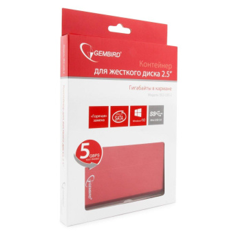 Внешний корпус 2.5" Gembird EE2-U3S-2-R красный USB 3.0 SATA металл от магазина РЭССИ