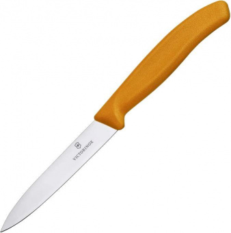 Нож кухонный Victorinox Swiss Classic (6.7606.L119) стальной для чистки овощей и фруктов лезв.80мм прямая заточка оранжевый от магазина РЭССИ