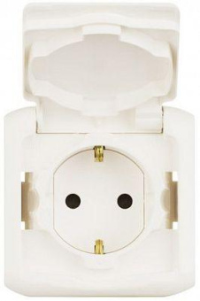 Розетка силов. Legrand Quteo 782321 откр. зазем. штор. крыш. IP44 белый от магазина РЭССИ