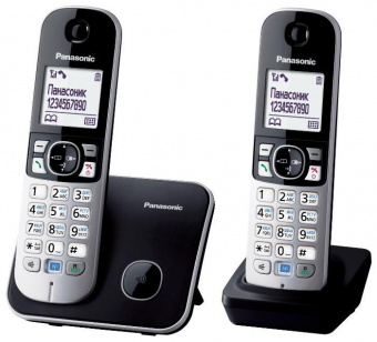 Р/Телефон Dect Panasonic KX-TG6812RU черный (труб. в компл.:2шт) АОН от магазина РЭССИ