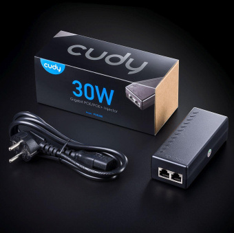 Инжектор PoE Cudy POE200 10/100/1000BASE-T 30Вт 54В(DC) от магазина РЭССИ