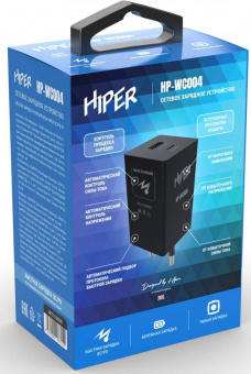Сетевое зар./устр. Hiper HP-WC004 3A+2.5A (PD+QC) USB-C/USB-A универсальное черный от магазина РЭССИ