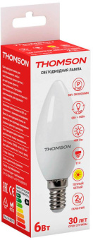 Лампа светодиодная Thomson Candle TH-B2013 6Вт цок.:E14 свеча 220B 3000K св.свеч.бел.теп. Candle (упак.:1шт) от магазина РЭССИ