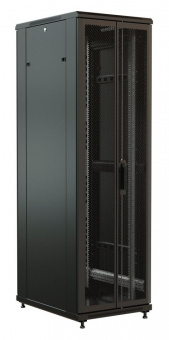 Шкаф серверный WRline (WR-TT-2268-DD-RAL9004) напольный 22U 600x800мм пер.дв.перфор.2ств. задн.дв.перфор.2-хст. 2 бок.пан. 800кг черный 710мм 1166мм IP20 сталь от магазина РЭССИ