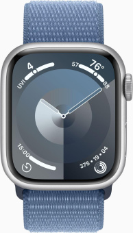 Смарт-часы Apple Watch Series 9 A2978 41мм OLED корп.серебристый Sport Loop рем.синий разм.брасл.:130-200мм (MR923LL/A) от магазина РЭССИ