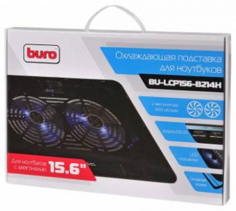 Подставка для ноутбука Buro BU-LCP156-B214H 15.6"355x255x30мм 2xUSB 2x 140ммFAN 900г металлическая сетка/пластик черный от магазина РЭССИ