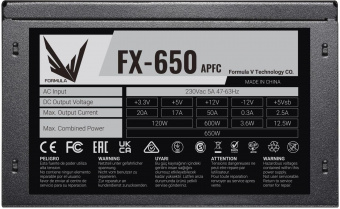 Блок питания Formula ATX 650W FX-650 (24+4+4pin) APFC 120mm fan 5xSATA RTL от магазина РЭССИ
