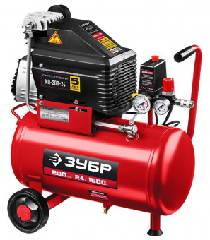 Компрессор поршневой Зубр КП-200-24 Н6 безмасляный 200л/мин 24л 1500Вт красный от магазина РЭССИ