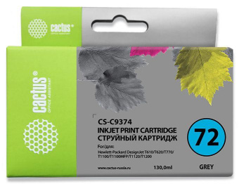 Картридж струйный Cactus CS-C9374 №72 фото серый (130мл) для HP DJ T610/T620/T770/T1100/T1100/T1120/T1200 от магазина РЭССИ