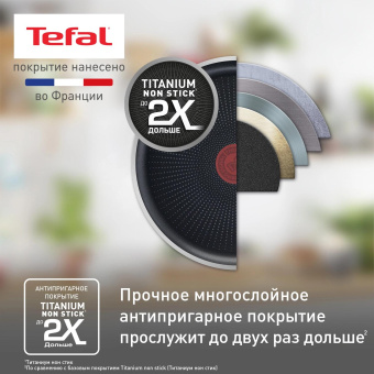 Сковорода Tefal Force 4218924 круглая 24см покрытие: Titanium ручка несъемная (с крышкой) черный (9100048321) от магазина РЭССИ