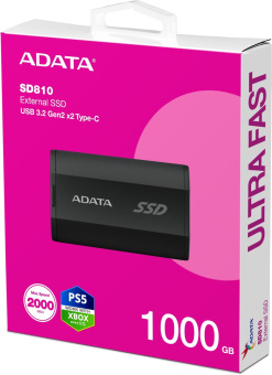 Накопитель SSD A-Data USB-C 1TB SD810-1000G-CBK SD810 1.8" черный от магазина РЭССИ