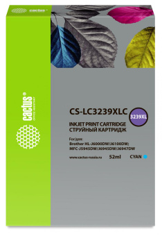 Картридж струйный Cactus CS-LC3239XLC голубой (52мл) для Brother HL-J6000DW/J6100DW от магазина РЭССИ
