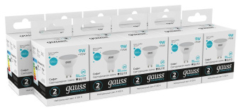 Лампа светодиодная Gauss Spotlight Elementary 9Вт цок.:GU10 спот 220B 4100K св.свеч.бел.ней. MR16 (упак.:10шт) (13629) от магазина РЭССИ