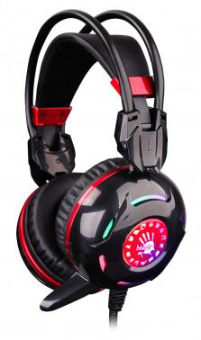 Наушники с микрофоном A4Tech Bloody G300 черный/красный 2.2м мониторные оголовье (G300 BLACK+RED) от магазина РЭССИ