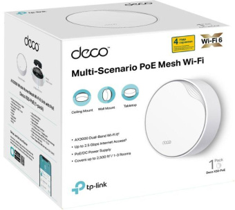 Бесшовный Mesh роутер TP-Link Deco X50-PoE(1-pack) AX3000 1000/2500BASE-T белый от магазина РЭССИ