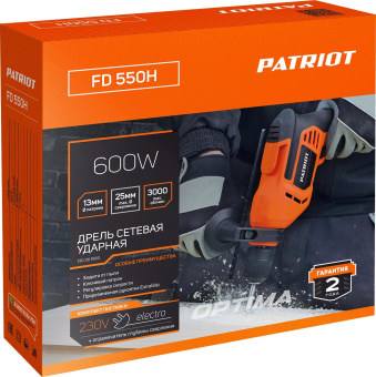 Дрель ударная Patriot FD 550H 600Вт ключевой реверс (120301550) от магазина РЭССИ