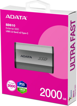 Накопитель SSD A-Data USB-C 2TB SD810-2000G-CSG SD810 1.8" серый от магазина РЭССИ