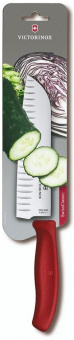 Нож кухонный Victorinox Swiss Classic (6.8521.17B) стальной сантоку лезв.170мм прямая заточка красный блистер от магазина РЭССИ